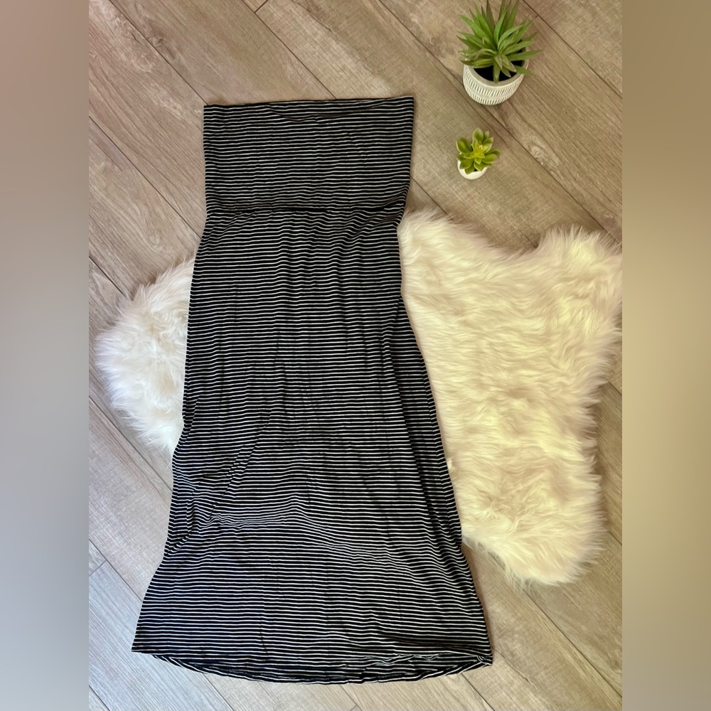ROXY | Striped Tube Dress•Fold-Over Midi or Maxi Skirt (M)